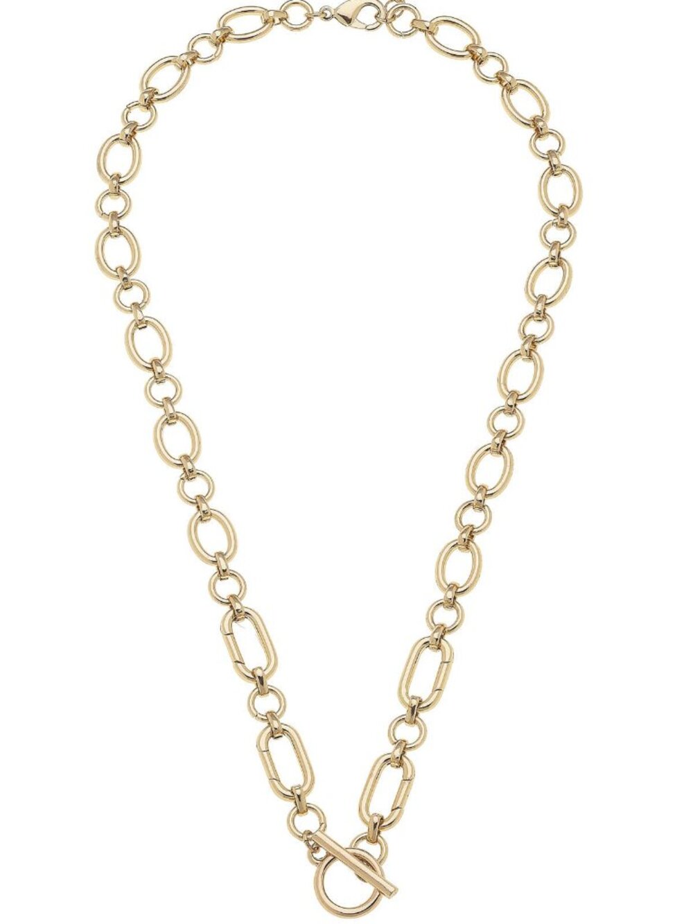 Sasha Toggle Front Charm Necklace Base in Shiny Gold